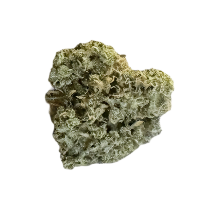Greenish porous rock nugget with a rough irregular surface on a black background